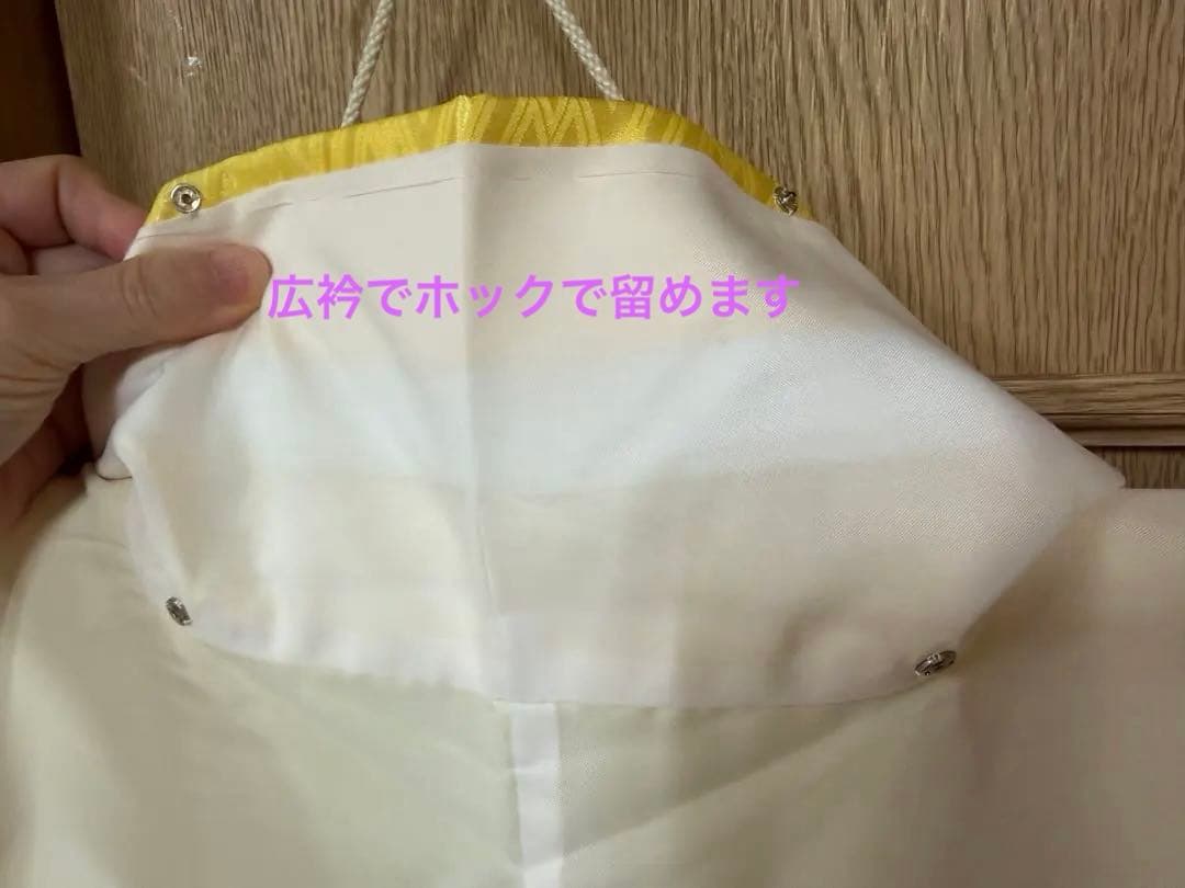 踊り絵羽（化繊）美品 光沢の美しい黄色地に緑と朱と黒と白のぼかし柄 匿名配送