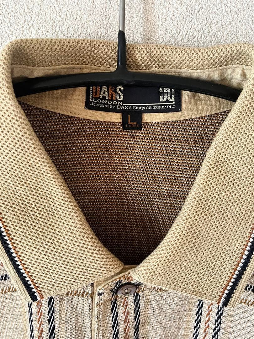 DAKS(ダックス) ☆メンズ長袖ポロシャツ　ベージュ Lサイズ