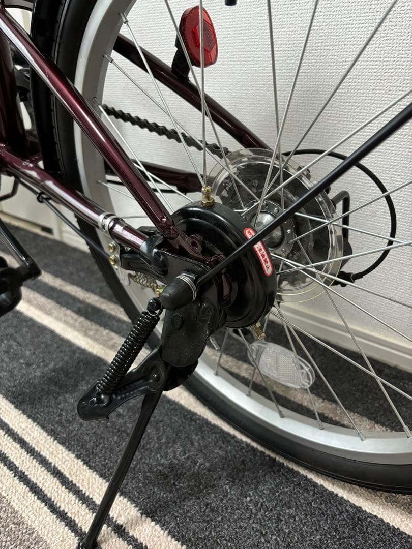 多摩市直　折り畳み自転車変速付20インチ　ワインレッド&ブラック