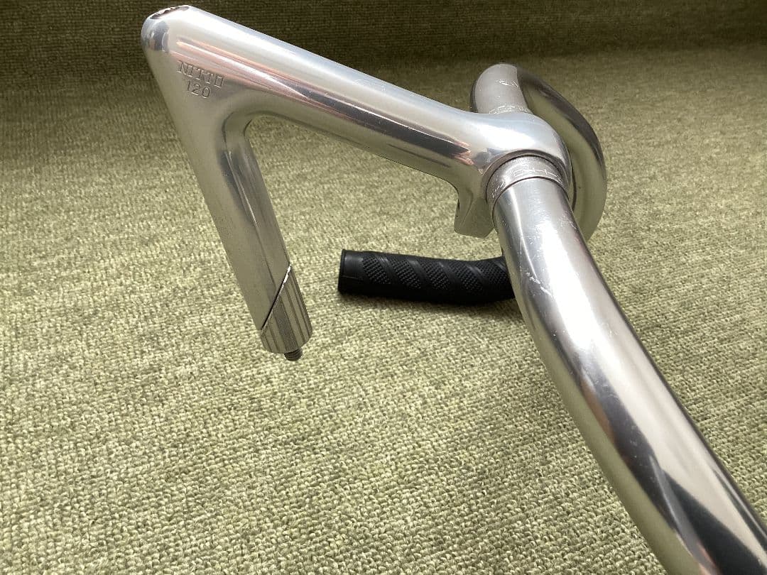 【週末値引中】日東　NJS ドロップハンドル、ステム、グリップセット　おまけ付き