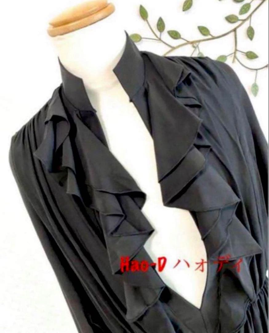 ★社交ダンス★新品★メンズシャツ★ラテン★フリル★黒M