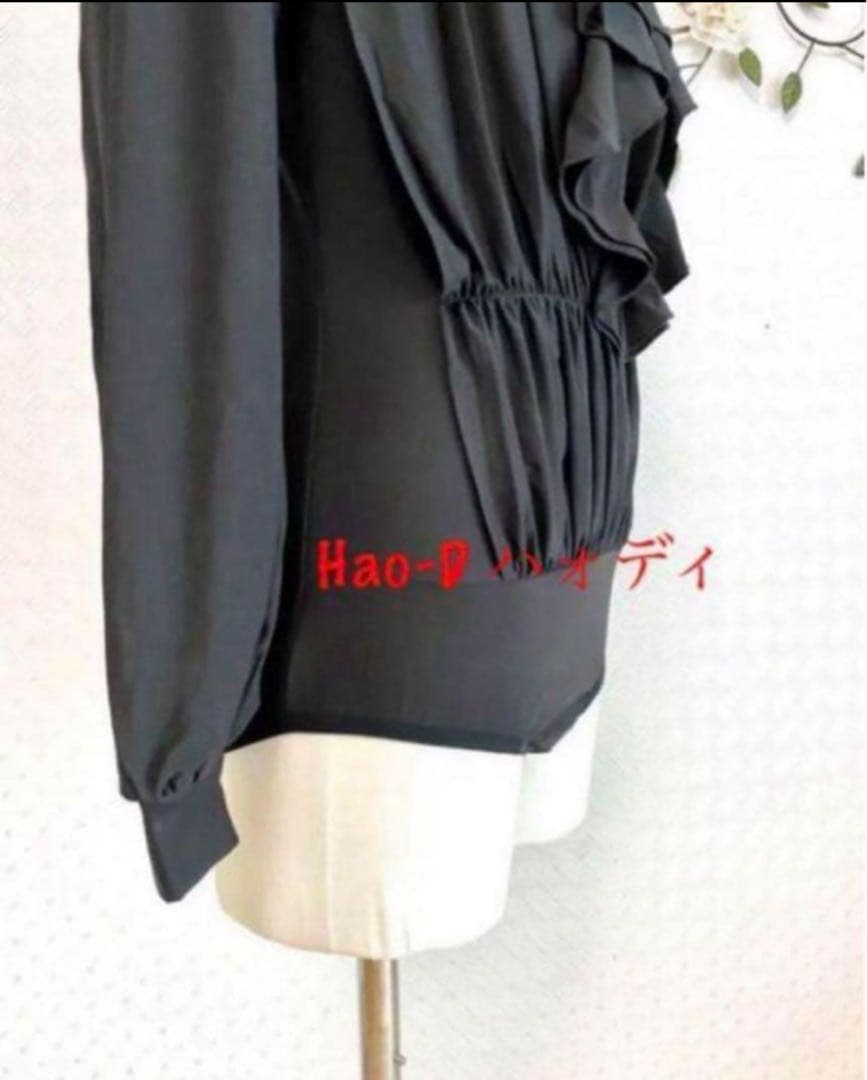 ★社交ダンス★新品★メンズシャツ★ラテン★フリル★黒M