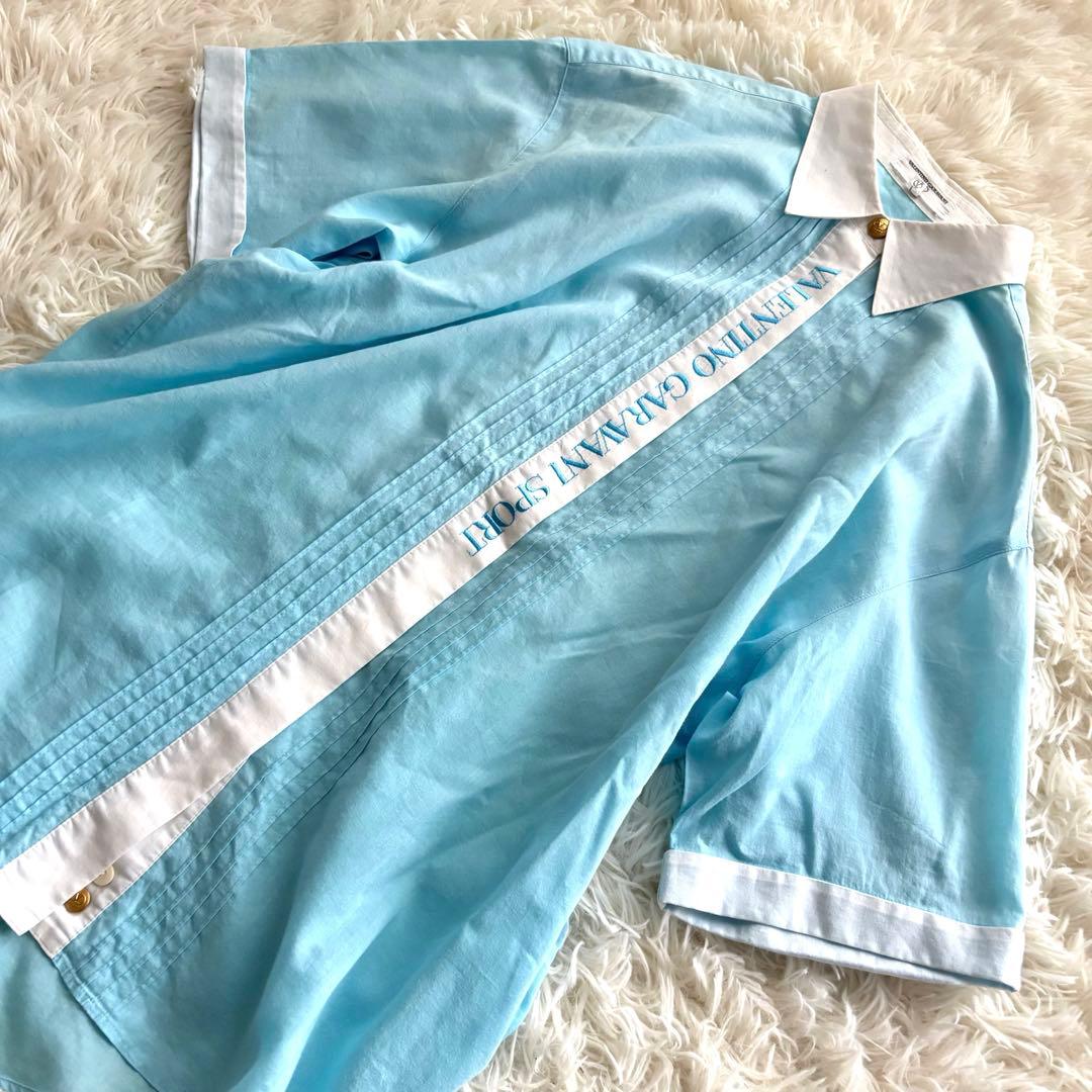 valentino garavani sport リネンブラウス 金ボタン 刺繍
