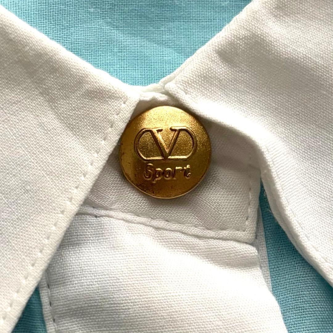 valentino garavani sport リネンブラウス 金ボタン 刺繍