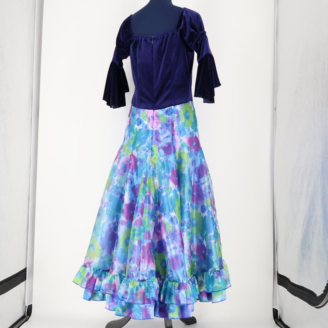 【美品 日本製フラダンス用衣装】ブルー ALOHA STANDARDS カラフル