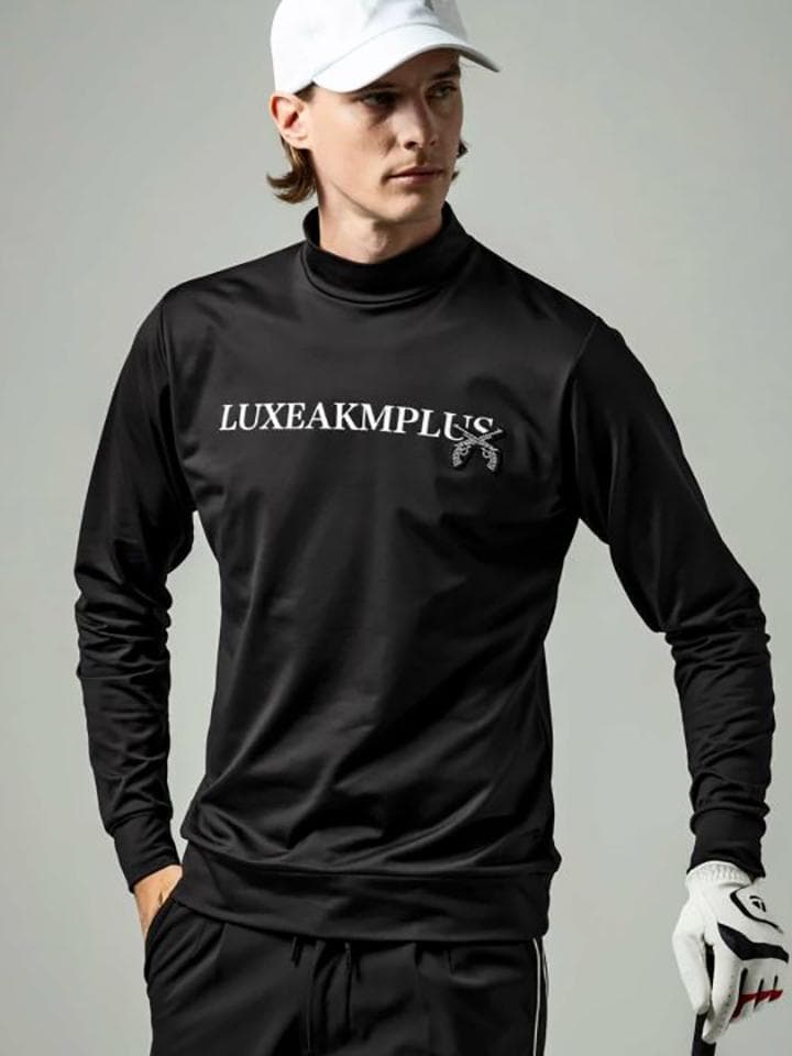 LUXEAKMPLUS × roar 23AW フロントロゴモックネックTシャツ