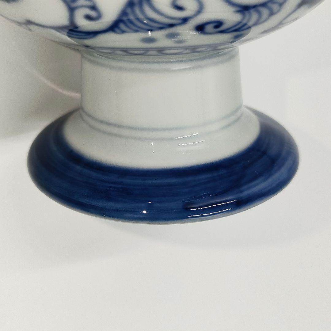 【未使用】有田焼 龍峰窯 染付唐草唐子 高台鉢揃 5客セット