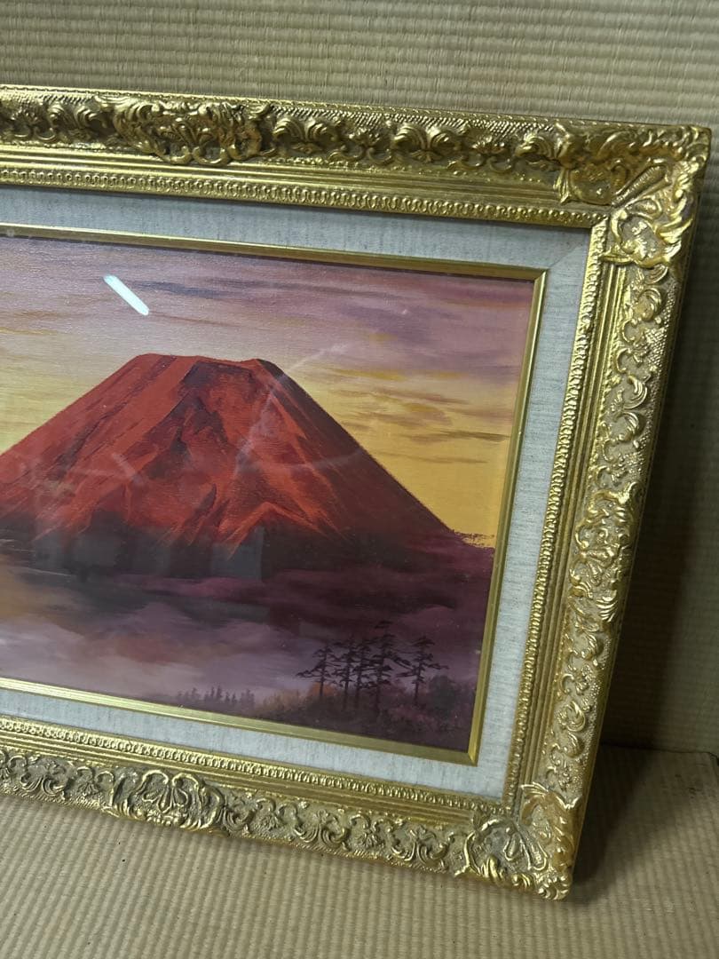 偕*社様 森田　富士山 油彩画 赤富士