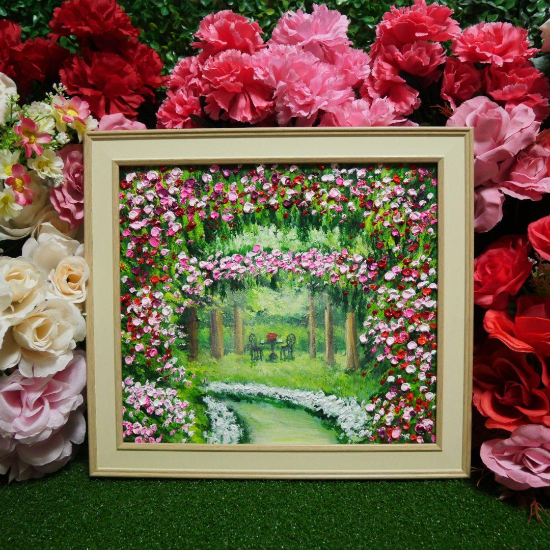 油絵 油彩 油彩画 絵 絵画【薔薇のお茶会】