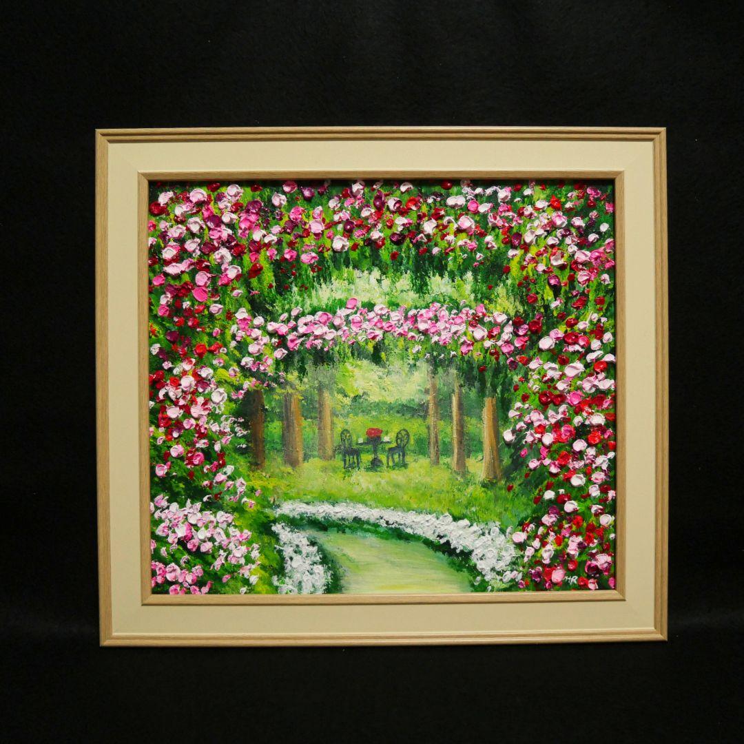 油絵 油彩 油彩画 絵 絵画【薔薇のお茶会】