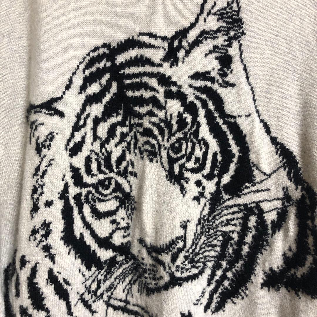 超希少　80s カシミア100% HONMA レディース トラ刺繍 長袖ニット