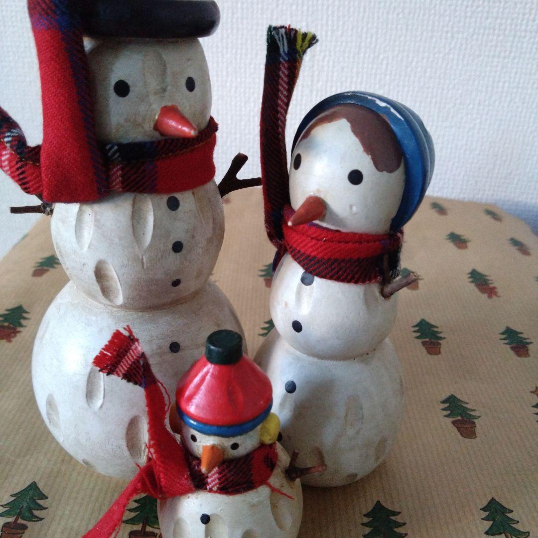 ヴィンテージ　木製　スノーマン親子　北欧　クリスマス