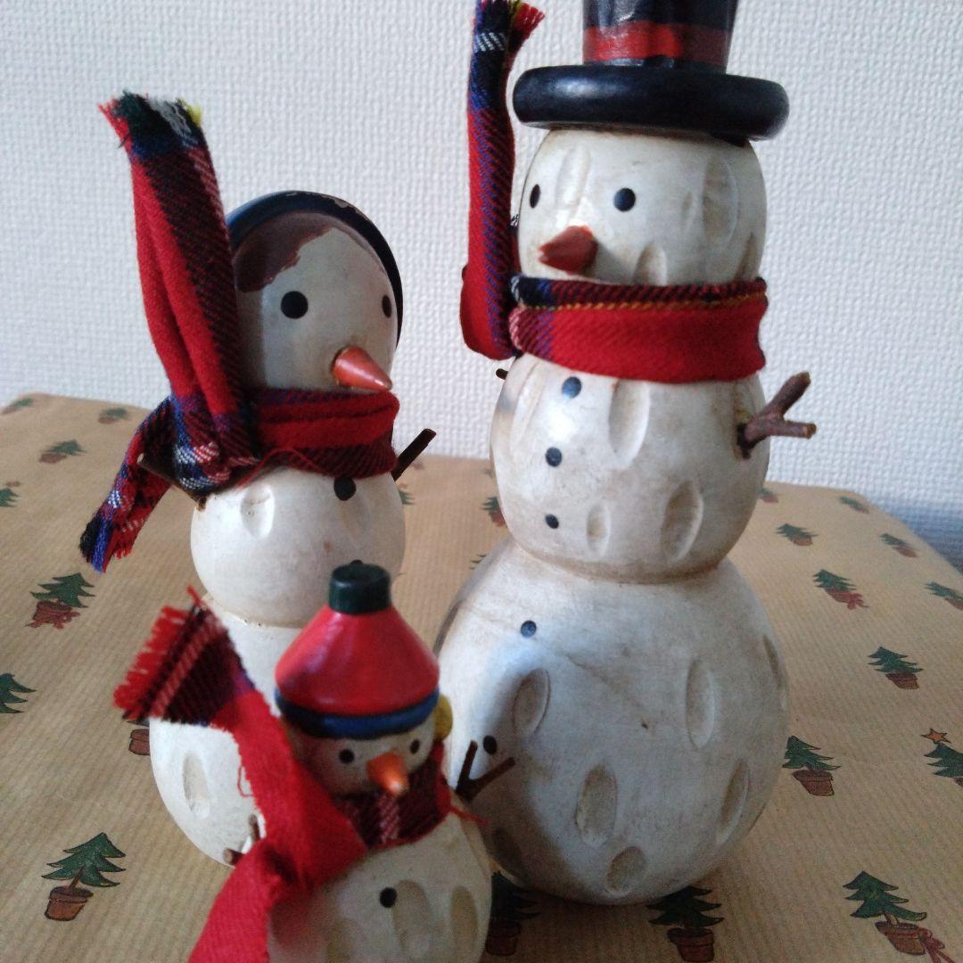 ヴィンテージ　木製　スノーマン親子　北欧　クリスマス