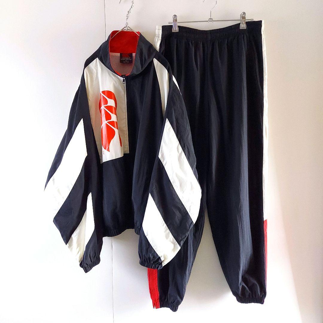 カンタベリー ナイロンジャケット パンツ セット XL 黒赤白 オールブラックス