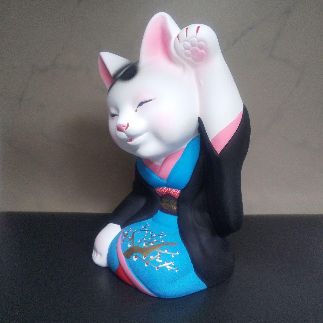 ◇芸者猫 招き猫 常滑焼・千客万来 福 雅 粋 日本製 置物
