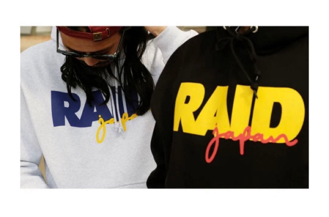 新品RAID JAPAN Lバス釣り　BOX LOGO パーカーASH 金森隆志