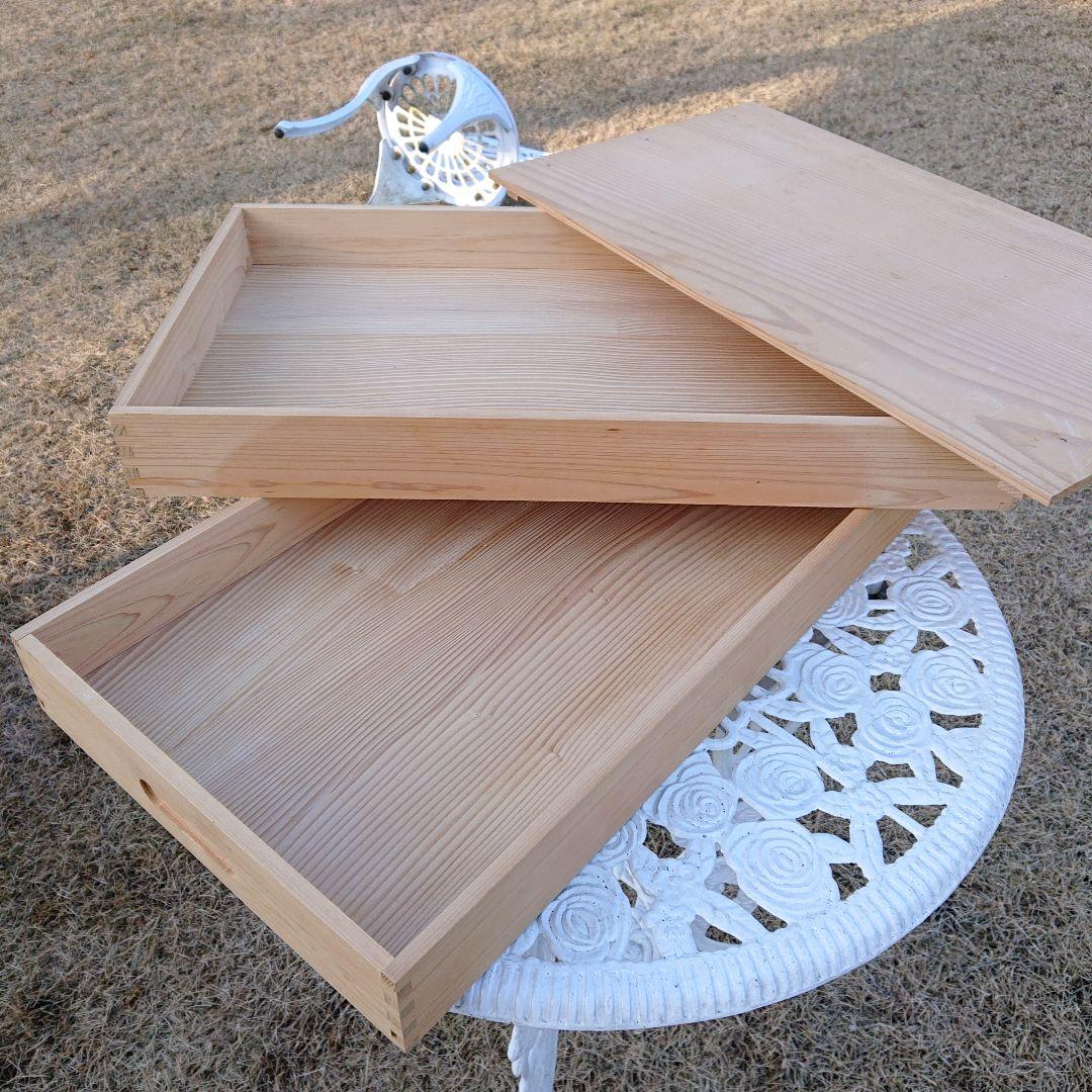 天然木餅箱2段セット(尺1-2段大60×33×7cm)美品元箱有り②