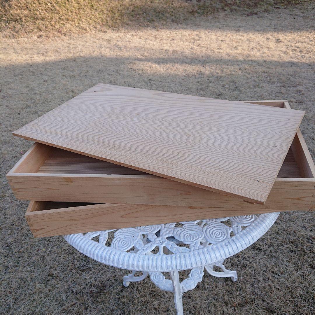 天然木餅箱2段セット(尺1-2段大60×33×7cm)美品元箱有り②