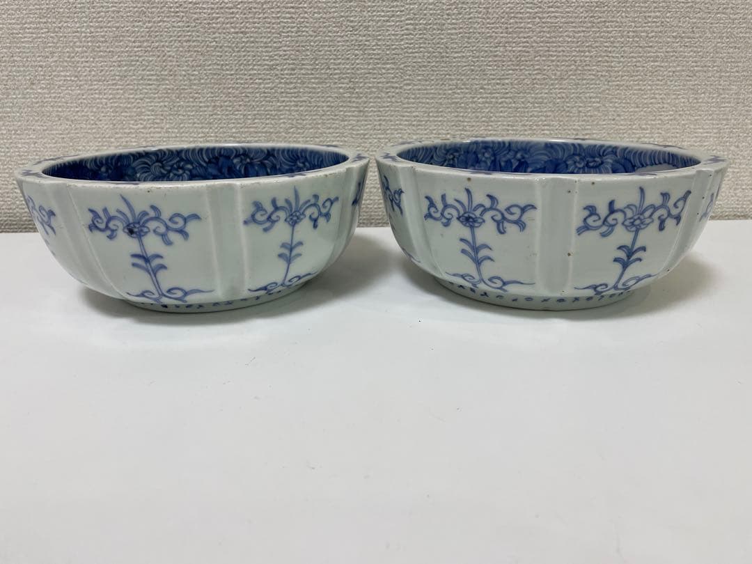 【現状品】古伊万里 染付 菓子器 菓子鉢 アンティーク 時代物 割烹 懐石2個