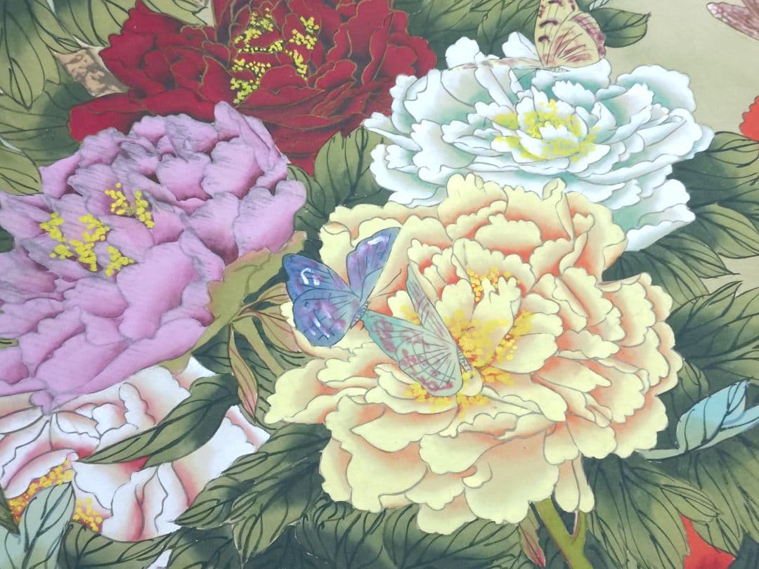 蘿堅当 百蝶図 掛軸 中国画 花と蝶
