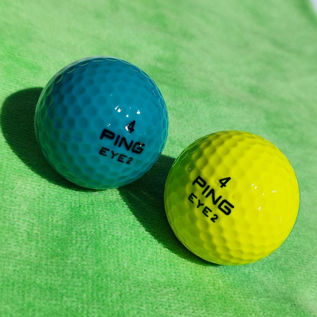 【完全未打球】伝説のPING EYE2 2トーンゴルフボール 2球セット 虹運