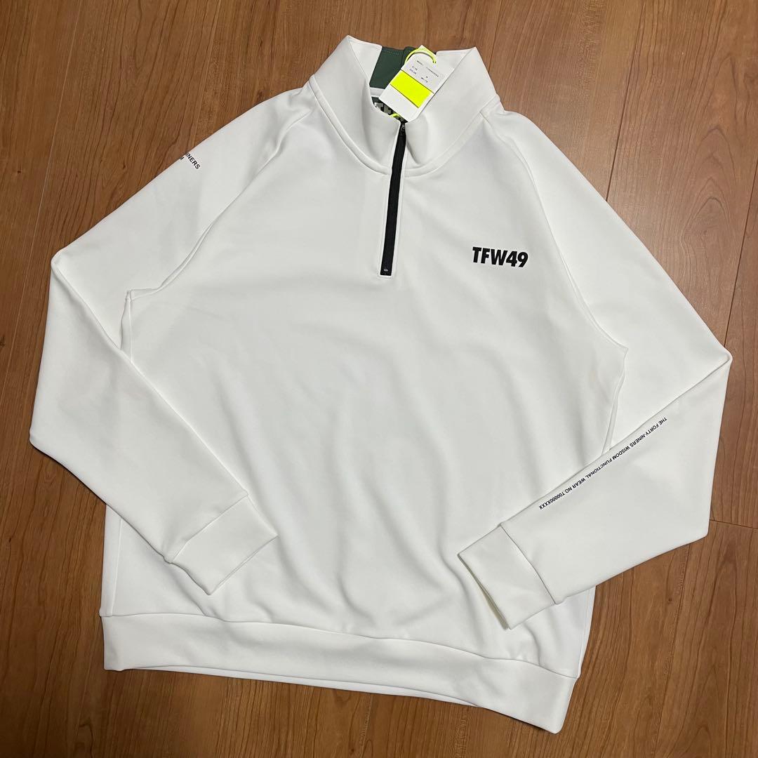 定価3.1万　新品　TFW49 ハーフジップモックネック　M ホワイト　ゴルフ