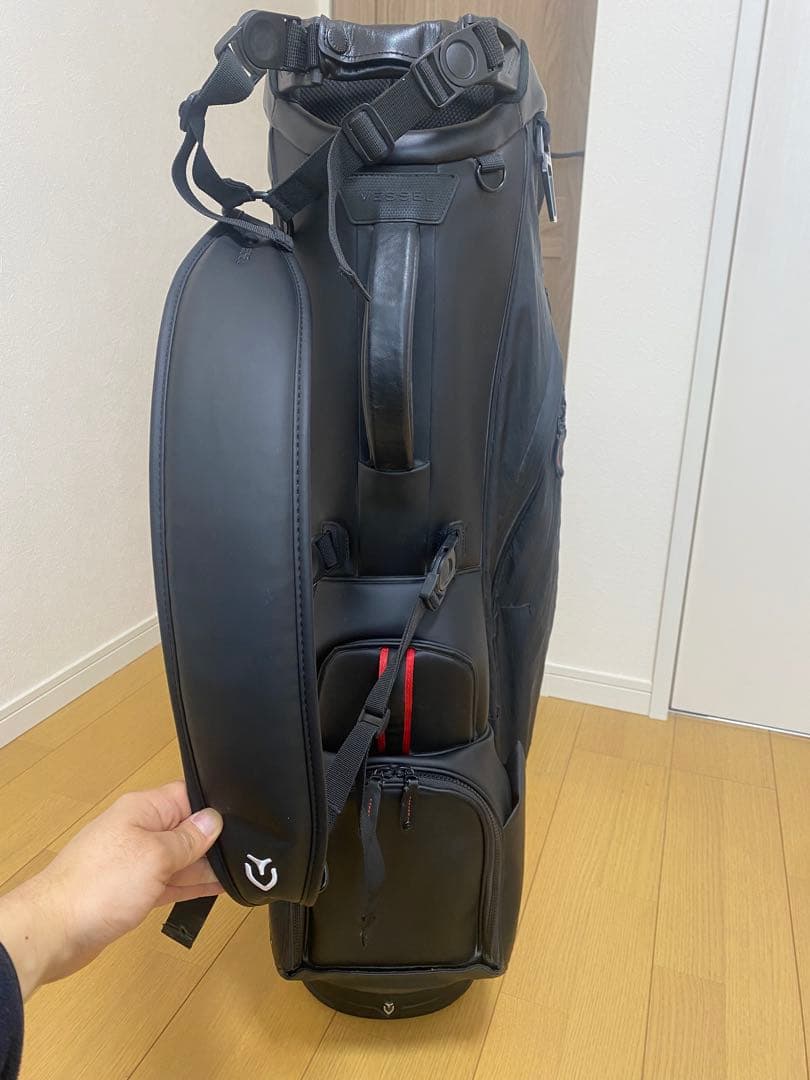 ベゼル VESSEL スタンドキャディバック 黒赤 シングルストラップ 8.5型