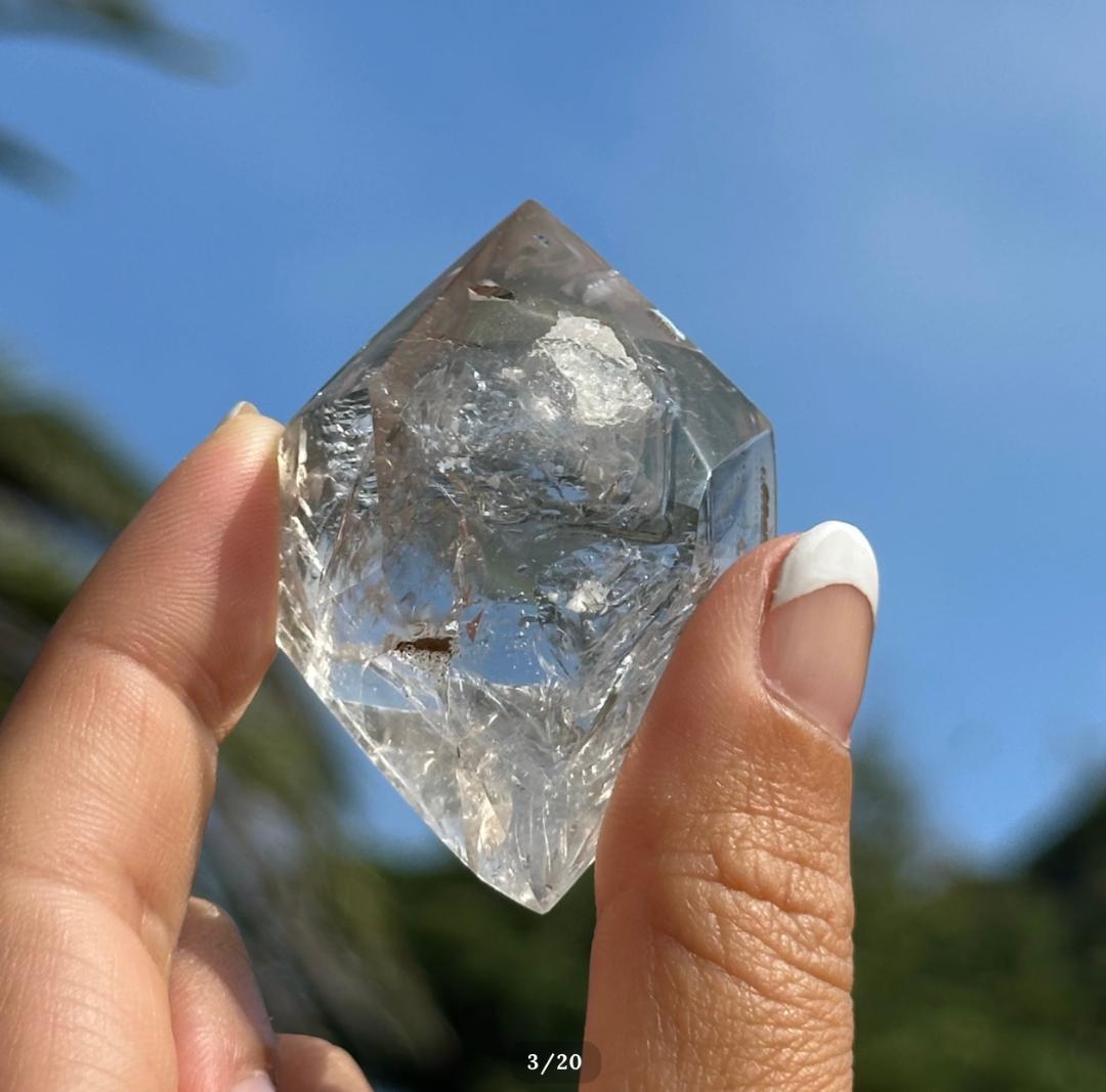 【水入り 水晶】ダブル ポイント エンハイドロ クォーツ