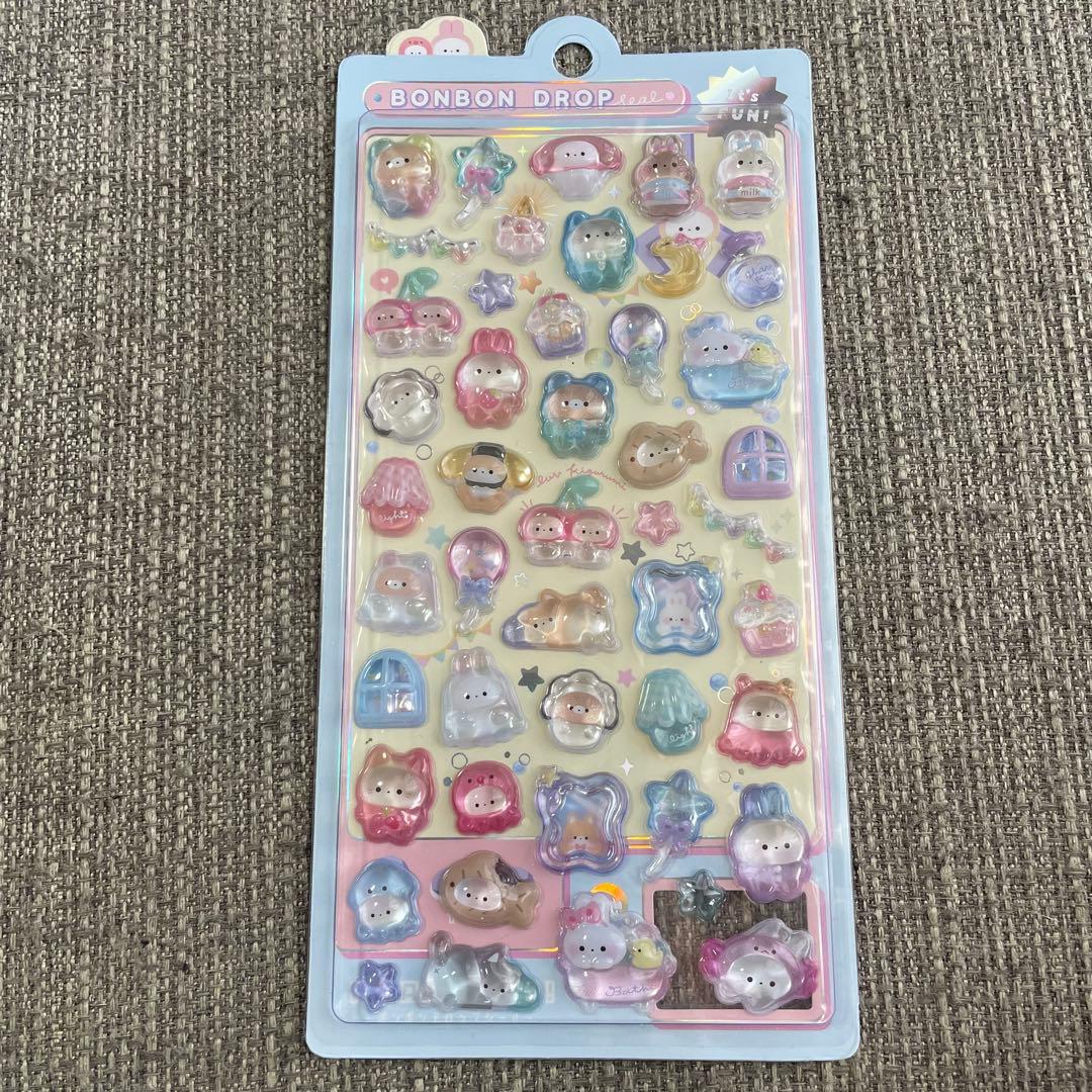 ボンボンドロップシール　きぐるみ　にーはお　にゆこん　しずくちゃん　キティ