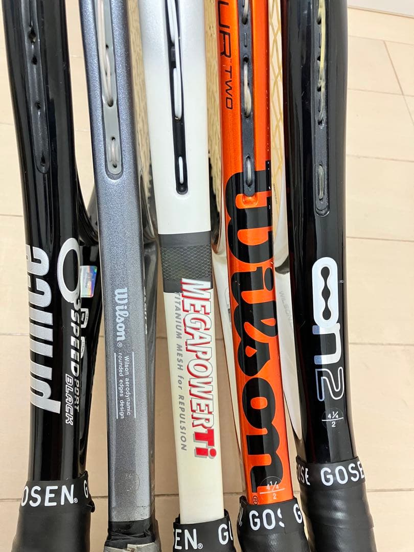 WILSON ウィルソン等 硬式テニスラケット 5本セットとバッグ