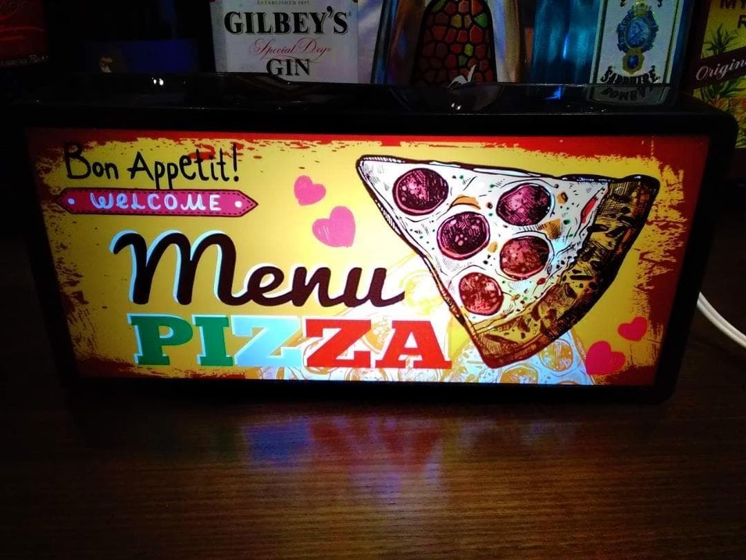ピザ PIZZA メニュー カフェ ランプ 看板 置物 雑貨 LEDライトBOX