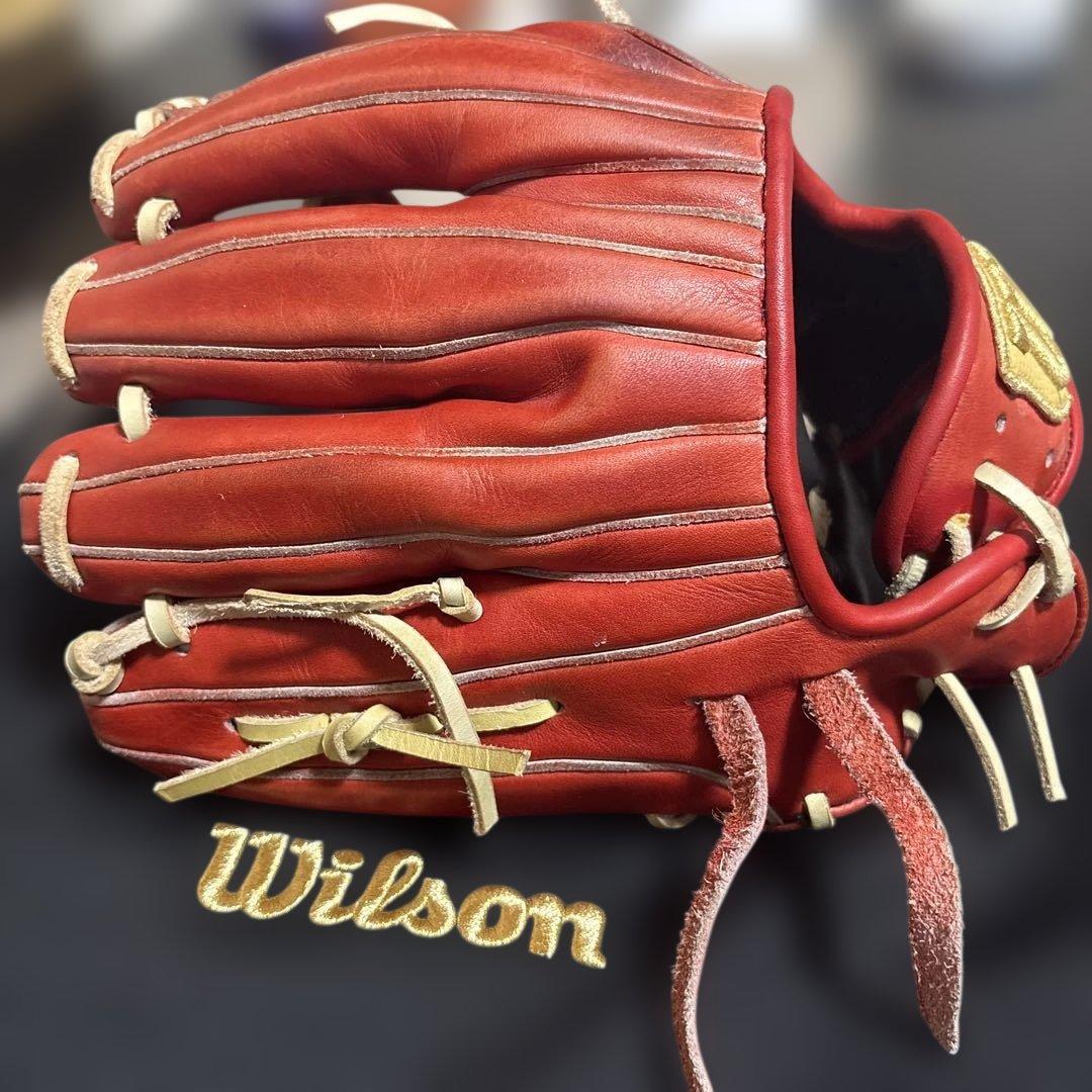 ウィルソンスタッフ 硬式グローブ 内野手用 キャメルオレンジ 日本製 袋付