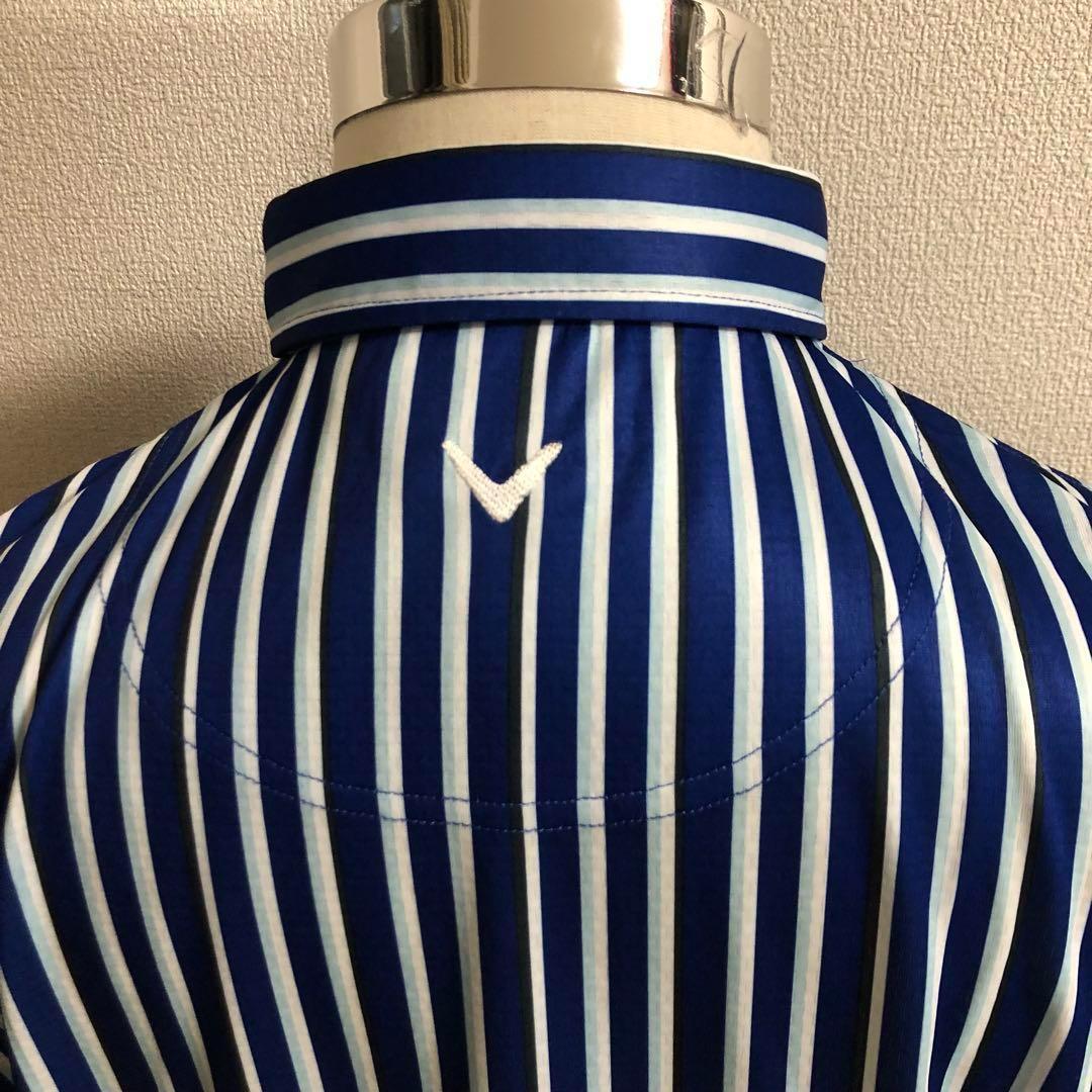 キャロウェイ ゴルフ ポロシャツ ブルー ストライプ XLサイズ