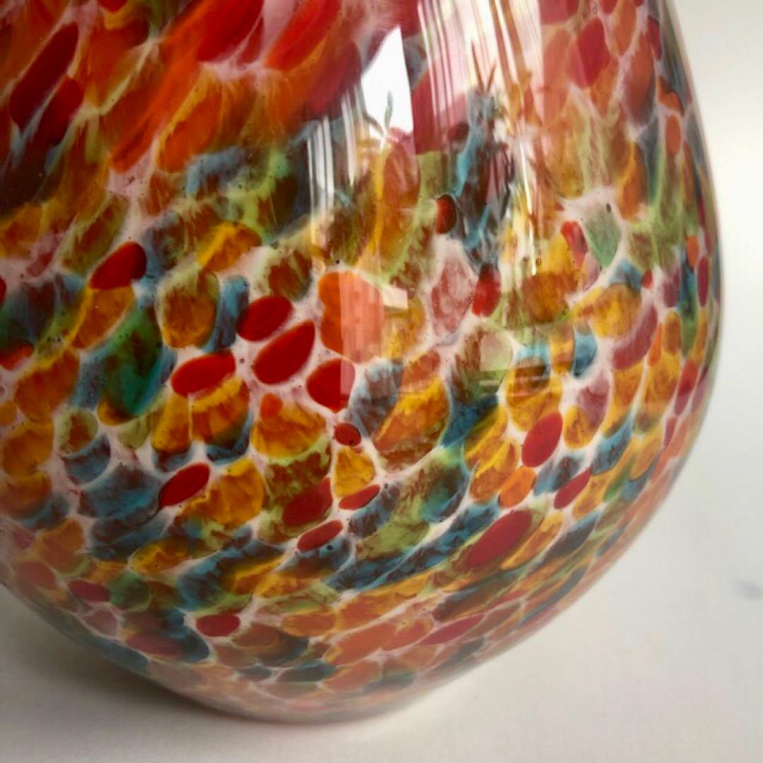 ARTGLASS アートグラス ガラス花瓶 花器 マーブル 昭和レトロ
