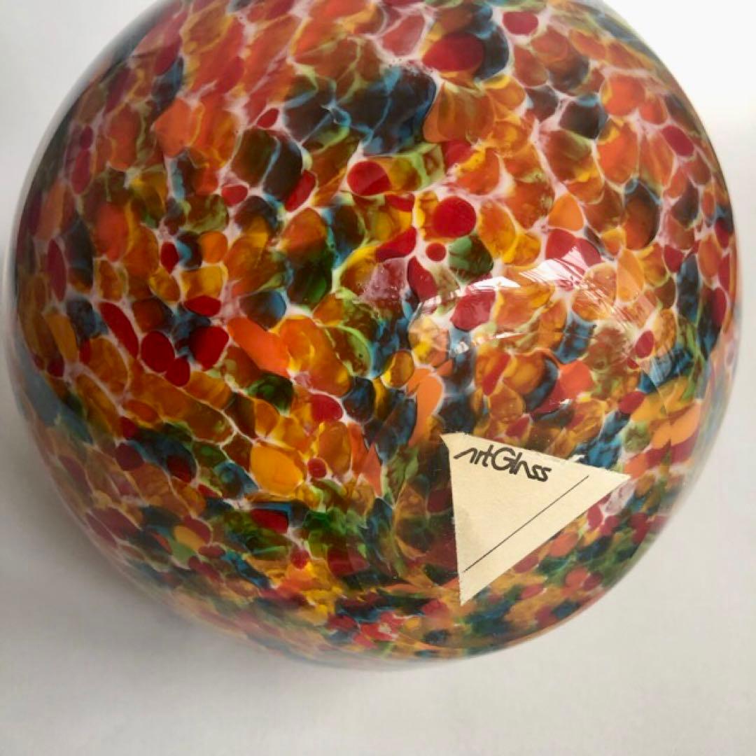 ARTGLASS アートグラス ガラス花瓶 花器 マーブル 昭和レトロ