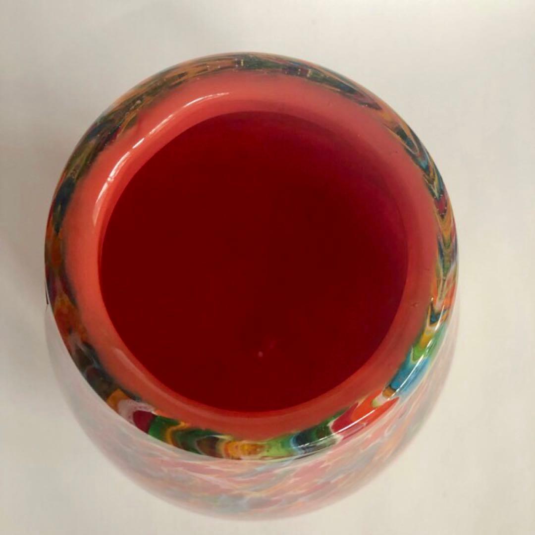 ARTGLASS アートグラス ガラス花瓶 花器 マーブル 昭和レトロ