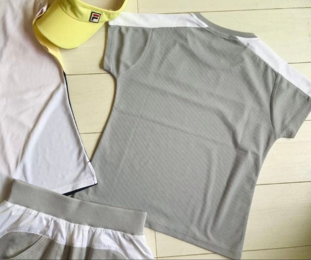 FILAフィラ＊異素材切り替えショートパンツとグレーのトップス上下セットアップ