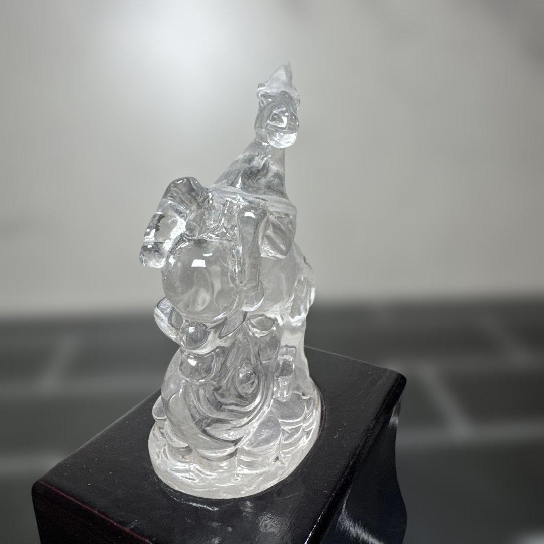 干支駿馬 天然水晶彫刻 8.5cm 台座付 上質品