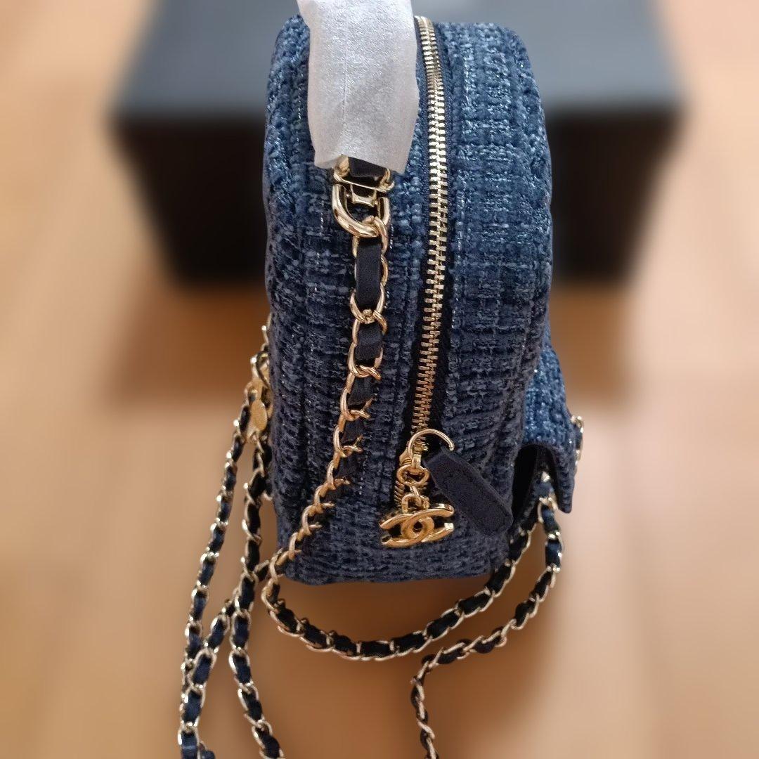 CHANEL ネイビー ツイード リュック　　シャネル　バッグパック