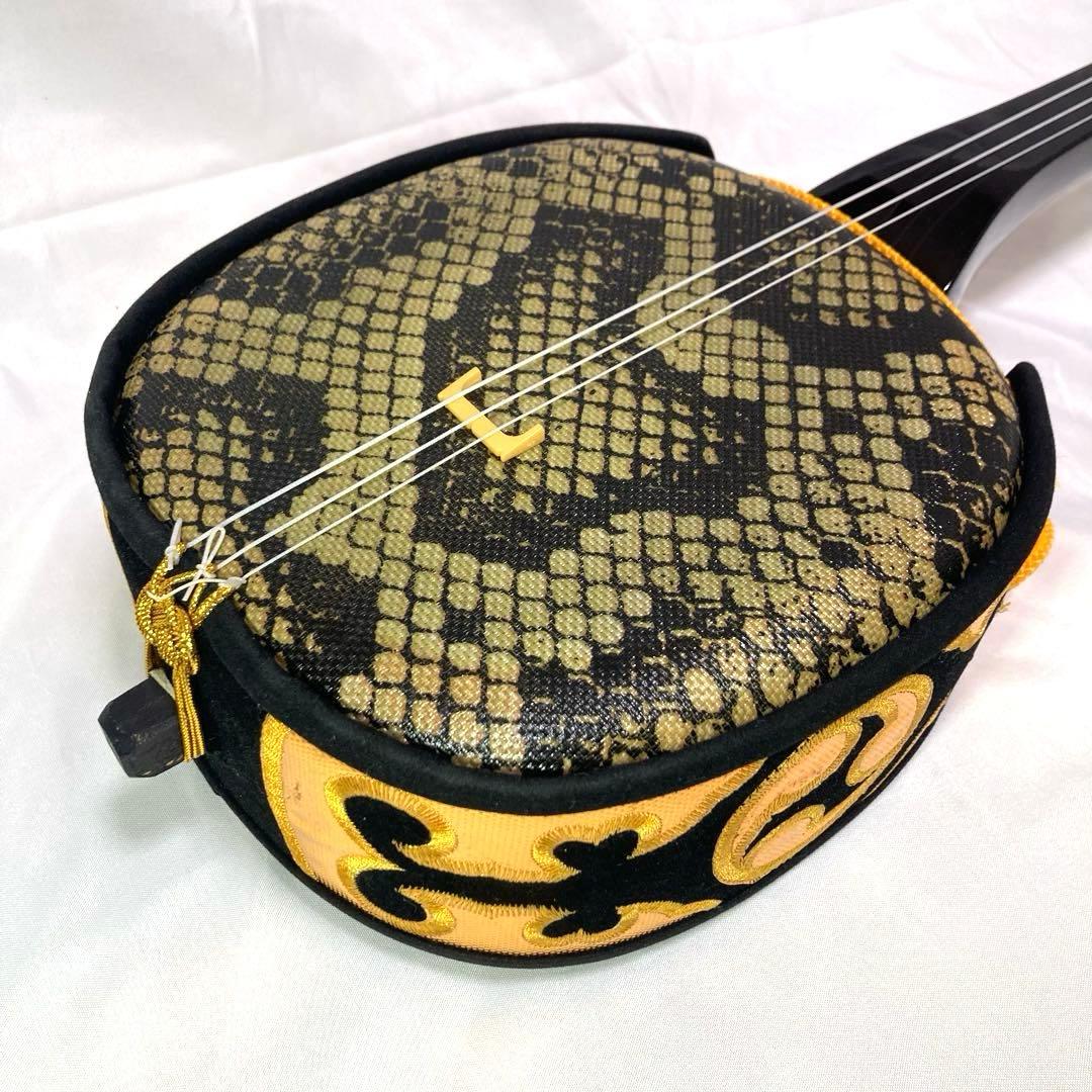 【美品】三線 沖縄 収納袋 付属品 初心者 人工皮 蛇革 蛇皮 和楽器
