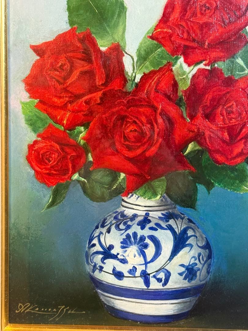 赤松克己【バラ】肉筆油彩画　1988年 三越