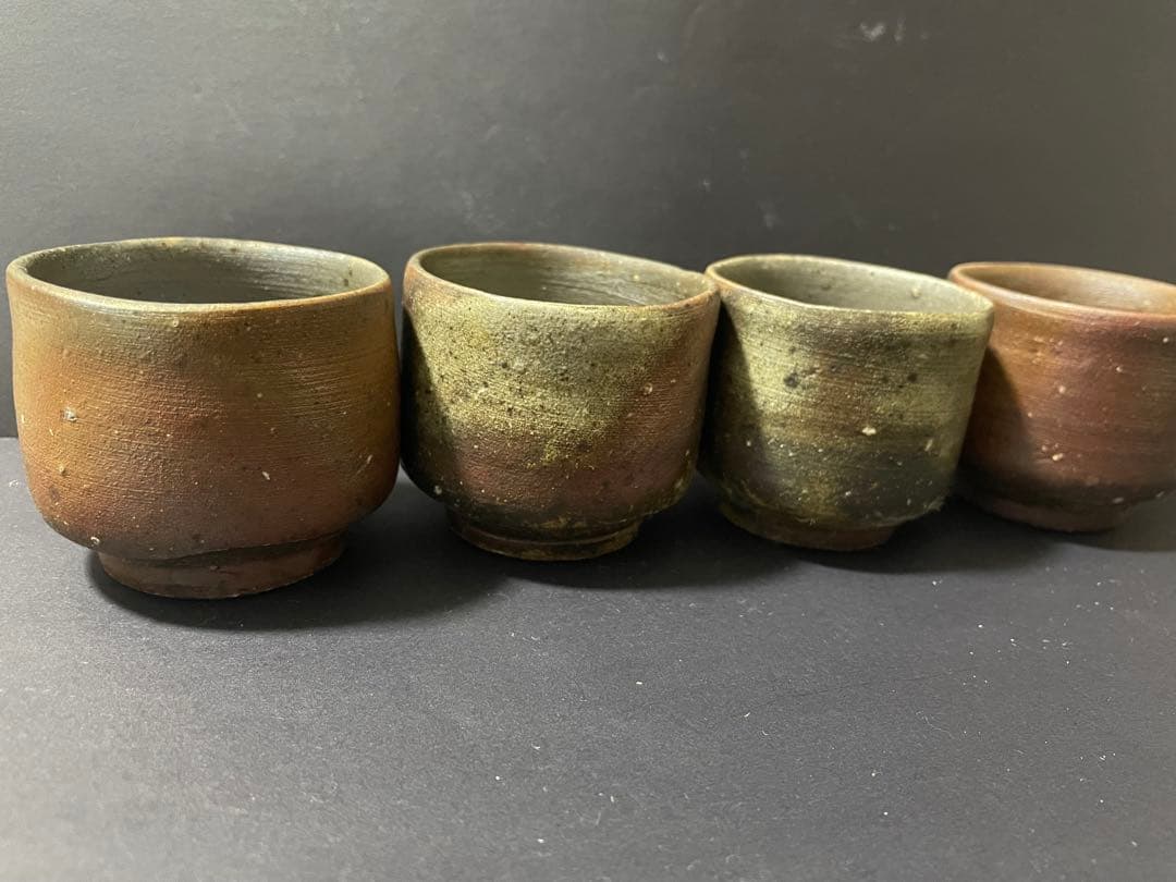 美品　備前焼　鈴木常喜 作　酒器セット　ぐい呑・徳利・湯呑み・お猪口　銘あり