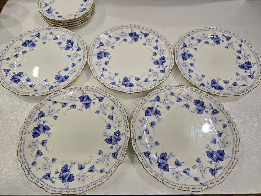 MT591 美品 ナルミ ボーンチャイナ ソラリア 大皿5枚小皿5枚セット 食器
