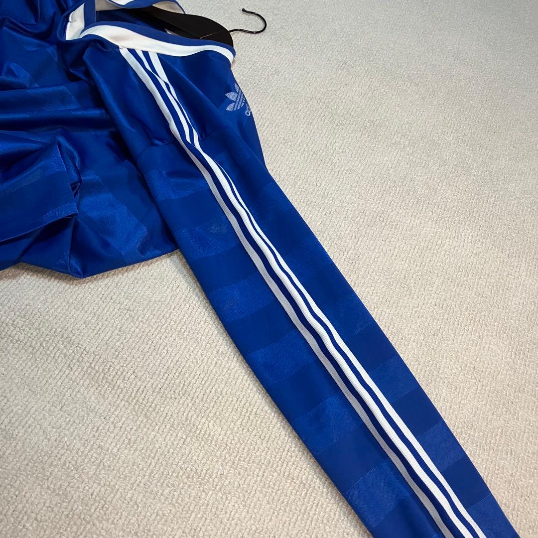 【90s】adidasゲームシャツ長袖ピケ　ヴィンテージ　サイズOトレフォイル青