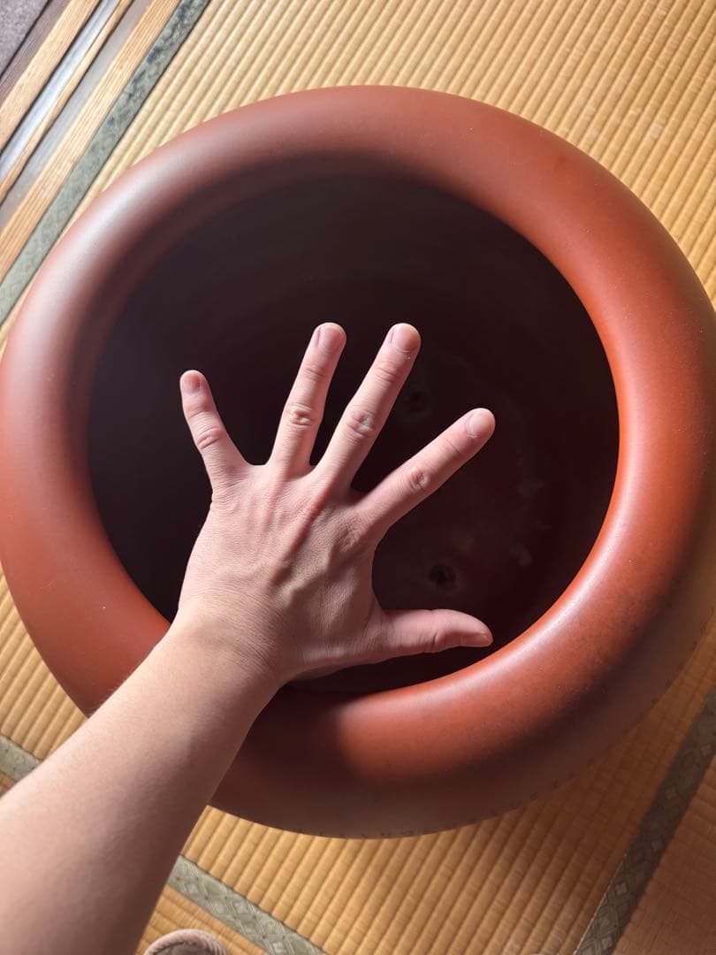 蔵出し 朱泥 大壺 常滑焼　刻字入り 落款有 火鉢 骨董 古美術 大型