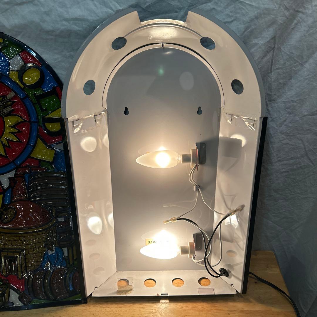 昭和レトロ　サントリーオールド ウイスキー　ステンドグラス型時計電飾　元箱付き