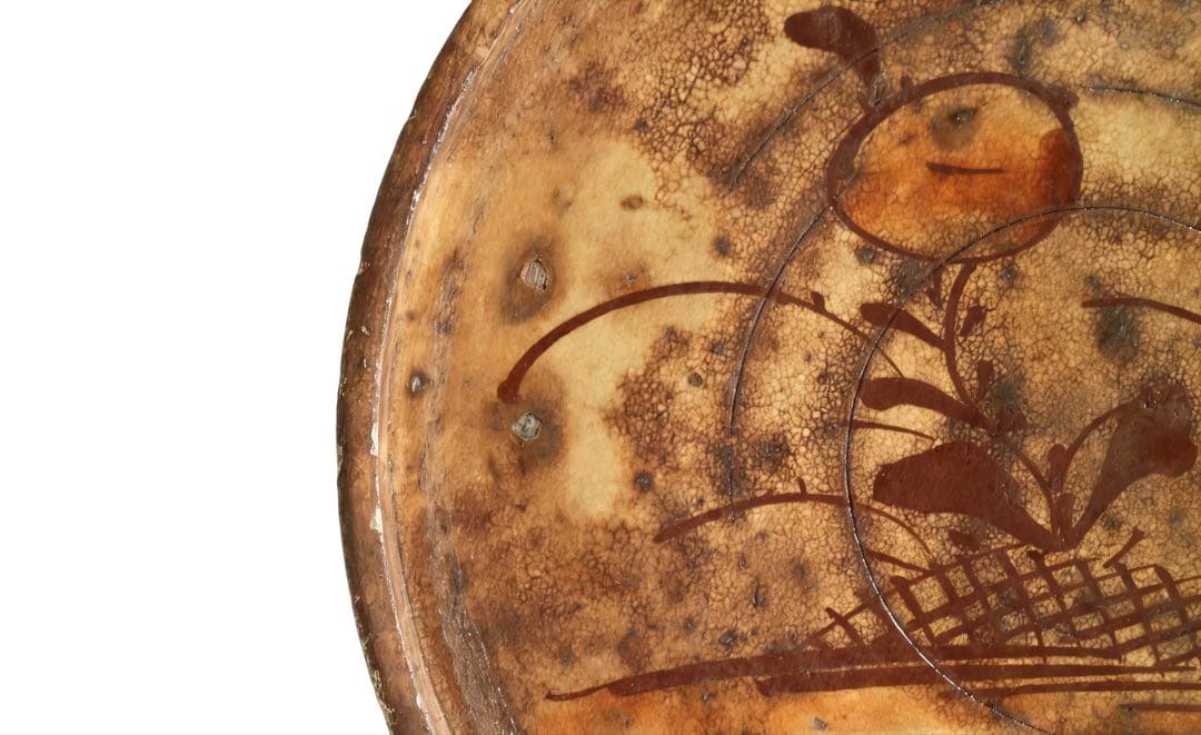 行灯皿　瀬戸焼　古瀬戸　鉄絵　時代物　飾り皿　民家蔵出し