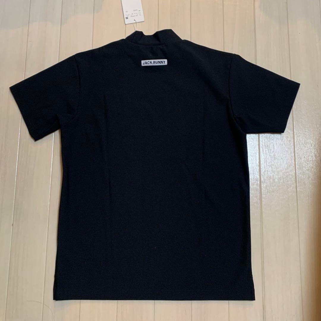 新品【ジャックバニー】メンズ　半袖モックネック　シャツ　4/M 黒　ゴルフウェア