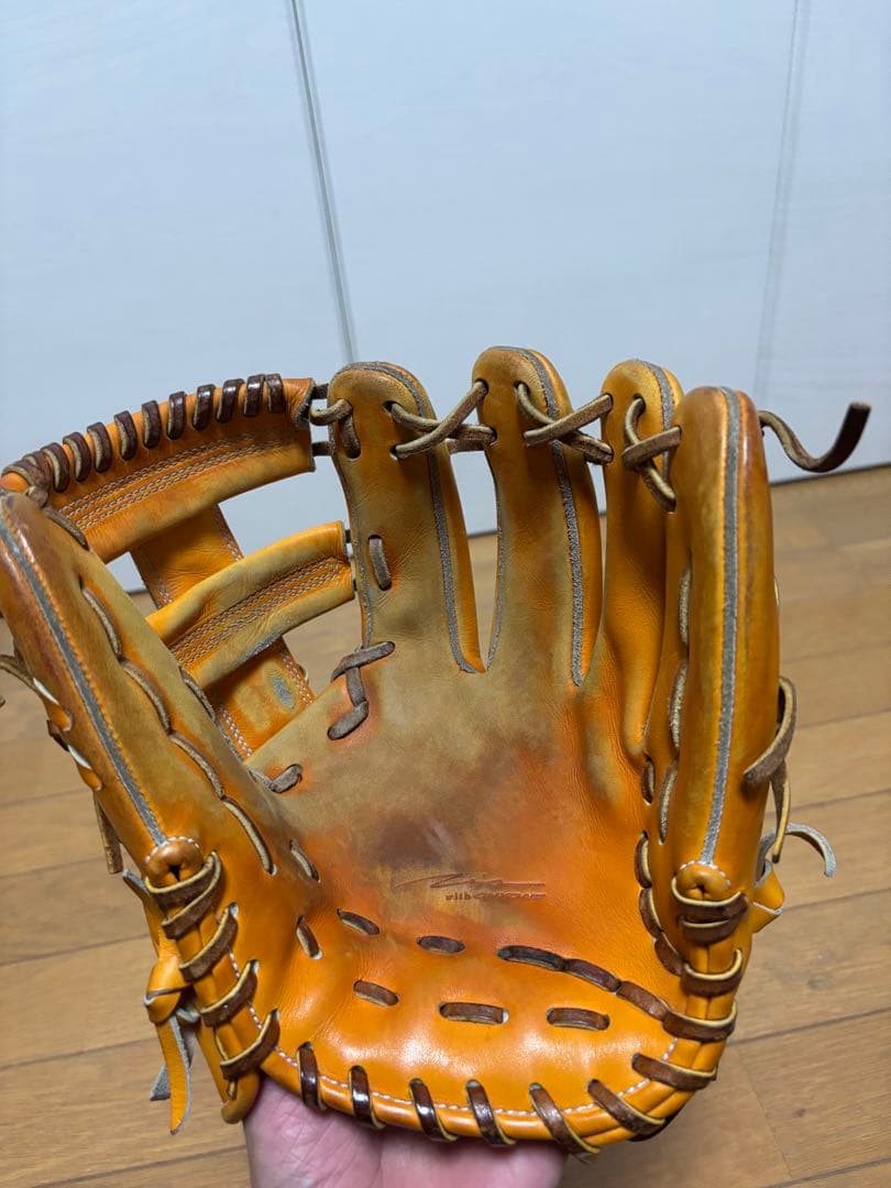 硬式野球グローブ オレンジ色 レザー
