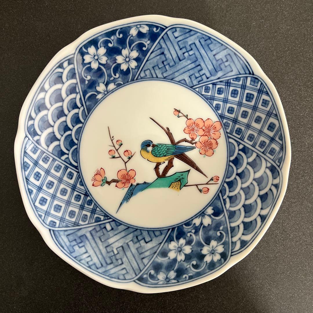 【九谷焼・中皿】九谷焼秀山／九谷五彩／祥瑞花鳥／絵がわり・お正月・おせち・来客
